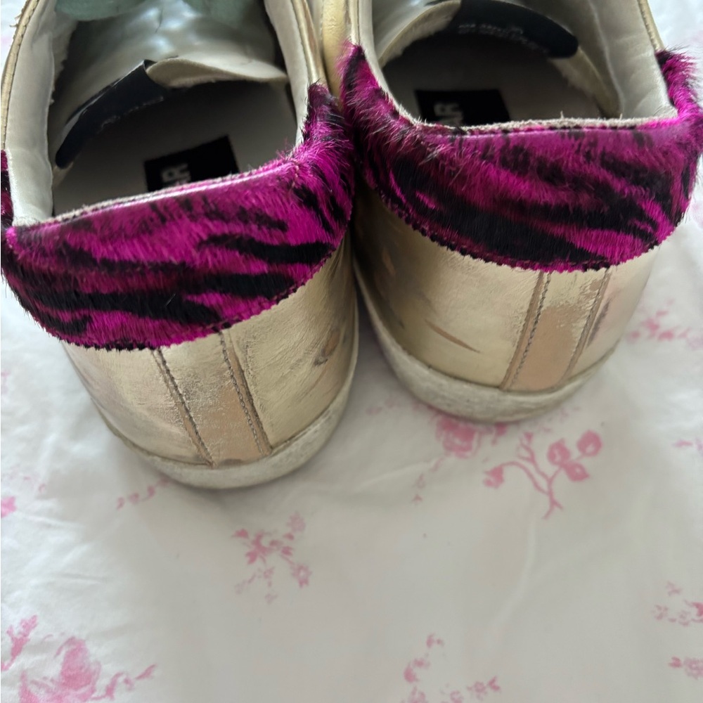 Golden Goose Sneakers with Gold and Pink Accents